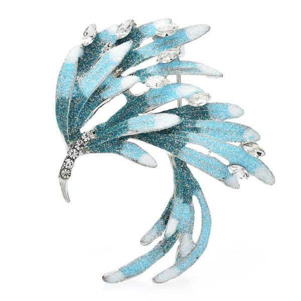Bleu Oiseau Broches Pour Femmes Strass Belle Plume Partie Bureau Broche Broche Cadeaux