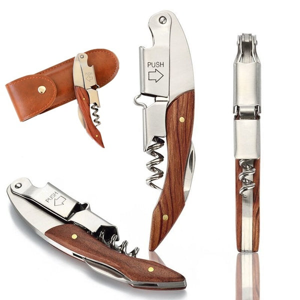 Ouvre-bouteille Tire-bouchon à vin Ouvre-bouteille professionnel et coupe-papier Décapant de bouteille en acier inoxydable pour outils de cuisine