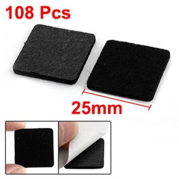 Furniture Chair Leg Felt Square Anti Clip Self Adhesive Protector Pads Black 108pcs