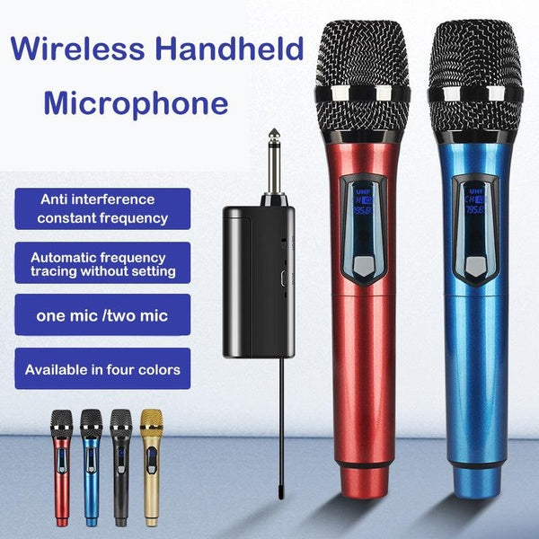 Wireless Microphone Set UHF Professional Handheld Mic with Rechargeable Lithium Battery Receiver Micphone for Party Karaoke Church Show Meeting