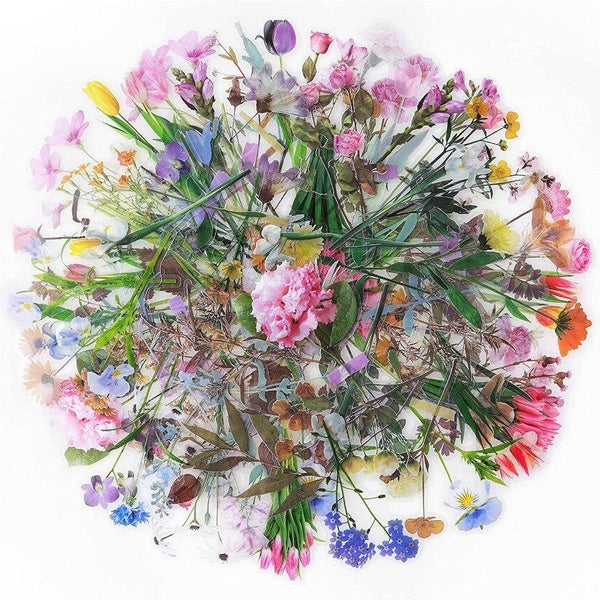 Ensemble d'autocollants de fleurs mignons, autocollants floraux transparents vintage, parfaits pour les journaux de scrapbooking, l'artisanat, l'ordi
