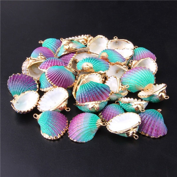 4pcs Gold Plated Natural Seashells for DIY Handmade Pendant Earring Charms