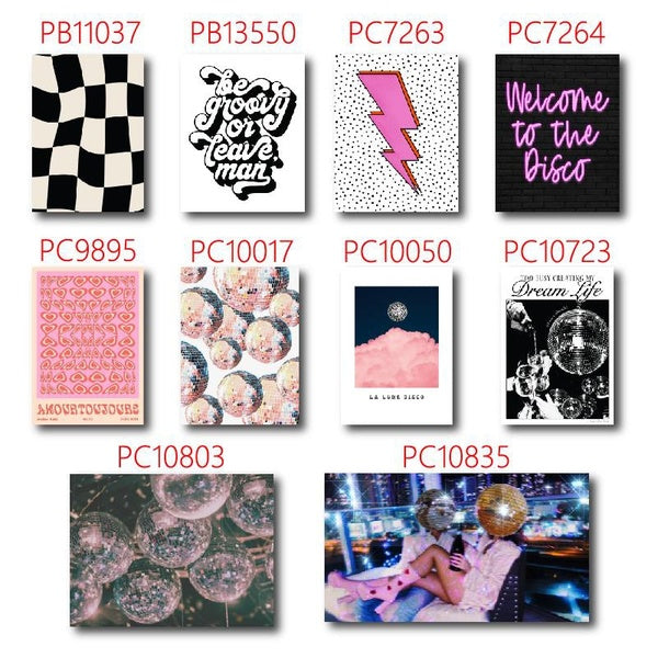 Vintage 70s Inspired Disco Ball Print Baby Pink Aesthetic Wall Art Canvas Painting Funny Retro Posters Bar Wall Decor Gift Idea No Frame