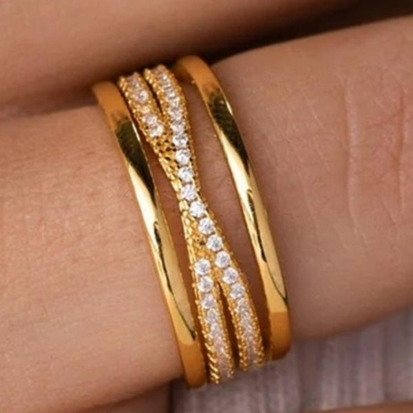 3 Pcs-set Fine Zircon Intertwined Rings for Women Stackable Rings Cusual Party Rings Jewelry