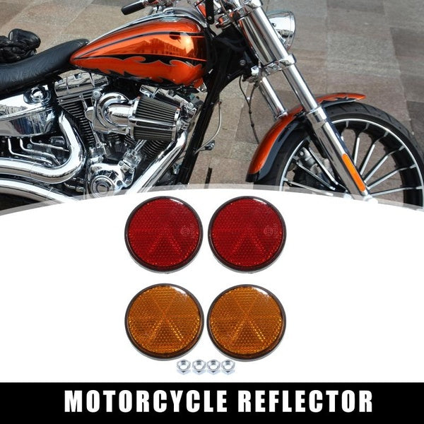 X AUTOHAUX 4 Pcs M6x1.0 Orange Red Plastic Universal Round Screw Mount Reflective Warning Reflector with Nut for Motorcycle Bike