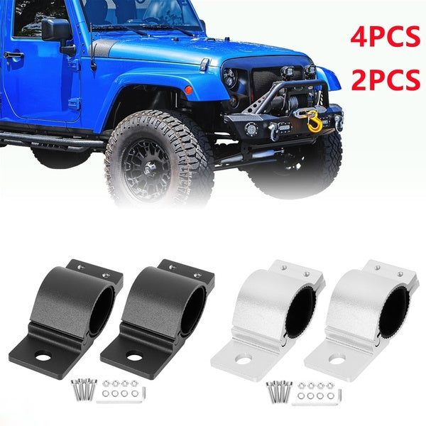 2pcs-4pcs 1.5 inch LED Light Mounts Car Offroad Bull Bar Mounting Brackets Holders Clamps Black-Silver Aluminum Alloy