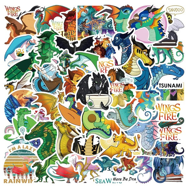 15-50pcs Cartoon Wings of Fire Graffiti Stickers PVC Waterproof Children Stickers Hand Account Refrigerator Kettle Suitcase Skateboard Guitar Sticker