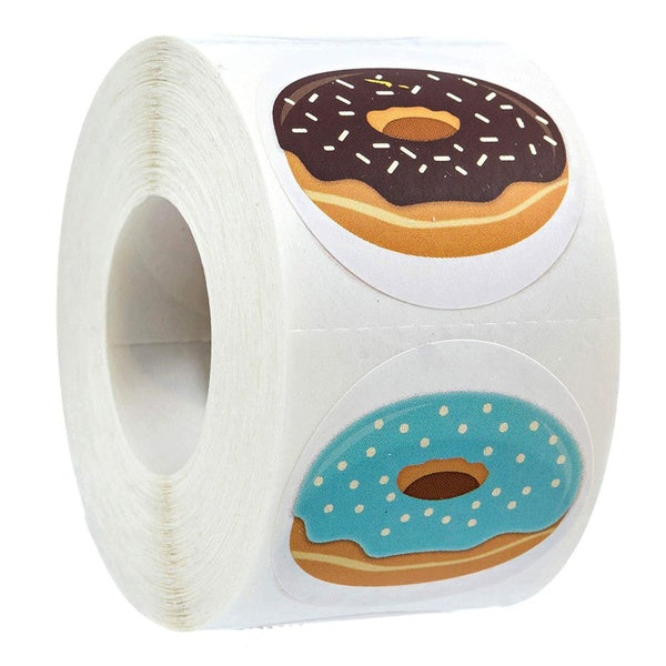 500pcs 8 designs Burger Food Drink Fruit Donut Stickers For Children Round Seal Labels Scrapbooking Luggage Stationery Stickers