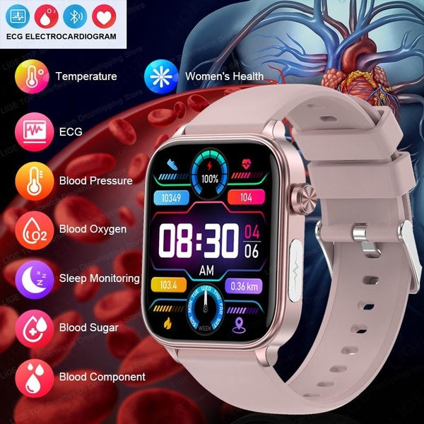 LIGE AI Nouveau diagnostic médical ECG HRV Émotion Fatigue Détection de stress Montre intelligente Surveillance de la santé Femmes Smartwatch Hommes