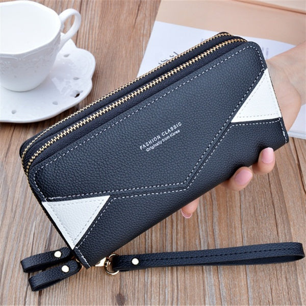 4 Colors Long Wallet Women Double Zipper Coin Pocket Purse Women Wallets Casual Business Card Holder Double Layer Wallet Women Clutch
