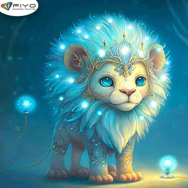 FIYO Lovely Lion Diamond Painting Kits For Adults DIY 5D Diamond Mosaic Diamond Painting Home and Kitchen Fashion Canvas Pictures Wall Decoration Gif