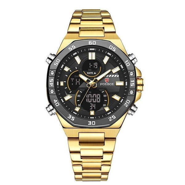 FOXBOX 2024 New Luxury Brand Watch Men Fashion Sport Quartz Watches Men Stainless Steel Waterproof Luminous Wrist Watches Clock