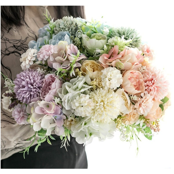 7 Head Silk Simulation Artificial Flower Peony Flower Bouquet Fake Rose Floral Home Wedding Party Decor