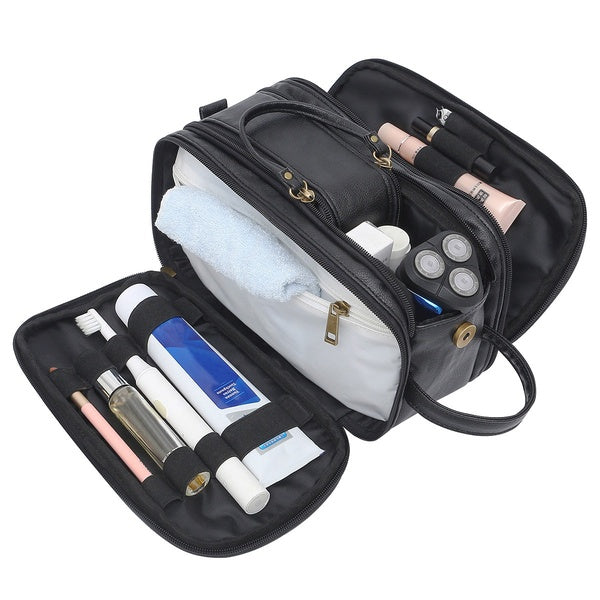 Trousse de toilette pour hommes grande capacité en cuir PU Organisateur de maquillage pour hommes pour articles de toilette Trousses de toilette de v