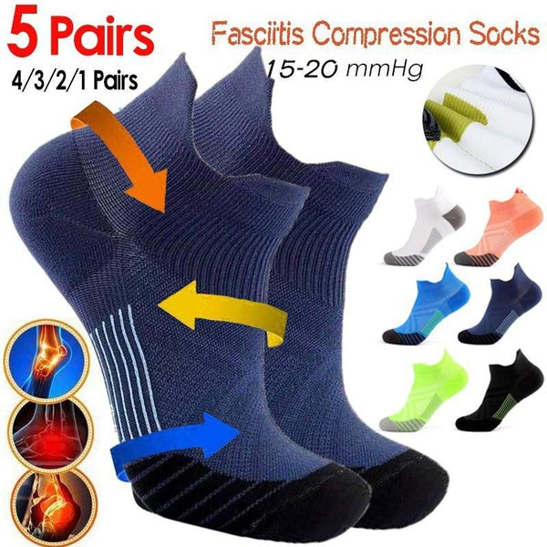 1-2-3-4-5 Pairs Plantar Fasciitis Socks with Arch Support for Men & Women - Best Ankle Compression Socks for Foot and Heel Pain Relief - Better Than