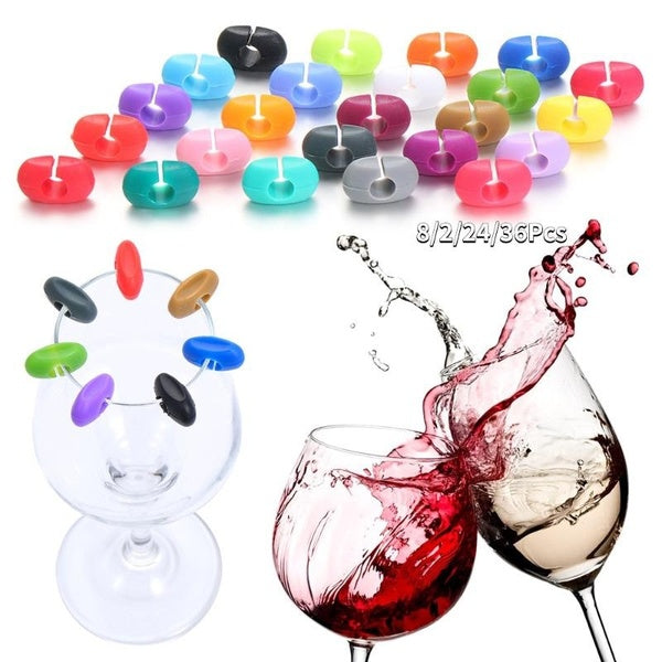 8-12-24-36Pcs Mulitiolor Creative Silicone Red Wine Glass Marker Drinking Glass Identification Cup Labels Tag Signs For Party