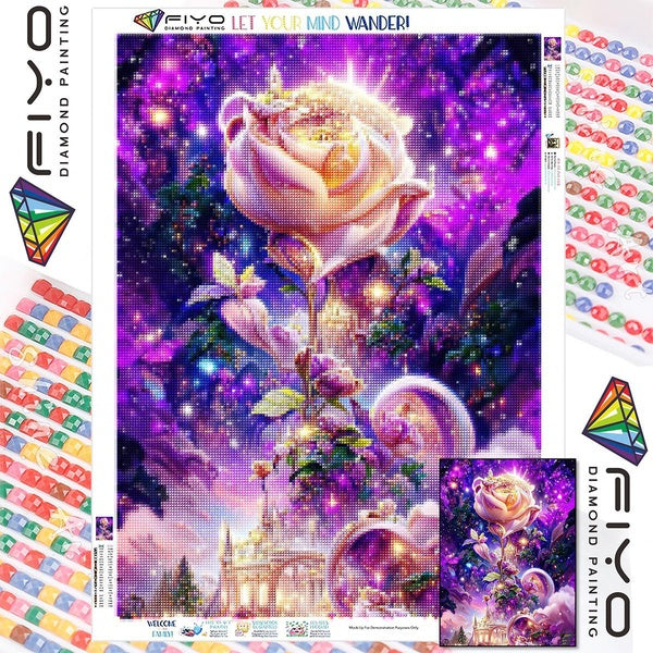 FIYO DIY 5D Flower Diamond Painting Full Drill with Number Kits Home and Kitchen Fashion Mosaic Diamond Painting Canvas Wall Decoration Gift Crafts f