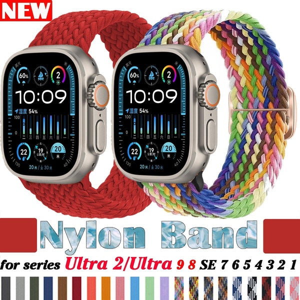 Band for Smart Watch Ultra 2-Ultra 49mm 9 8 7 41mm 45mm 44mm 40mm 38mm 42mm for SmartWatch Series 6 SE 3 4 5 2 1, Adjustable Elastic Nylon Sport Sof