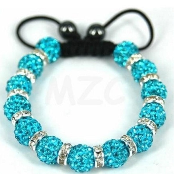 1 pièces 10mm bleu entretoise m02923 cadeau d'anniversaire boule perles Micro Pave Disco strass charme cristal Shamballa Bracelet femmes hommes cadea