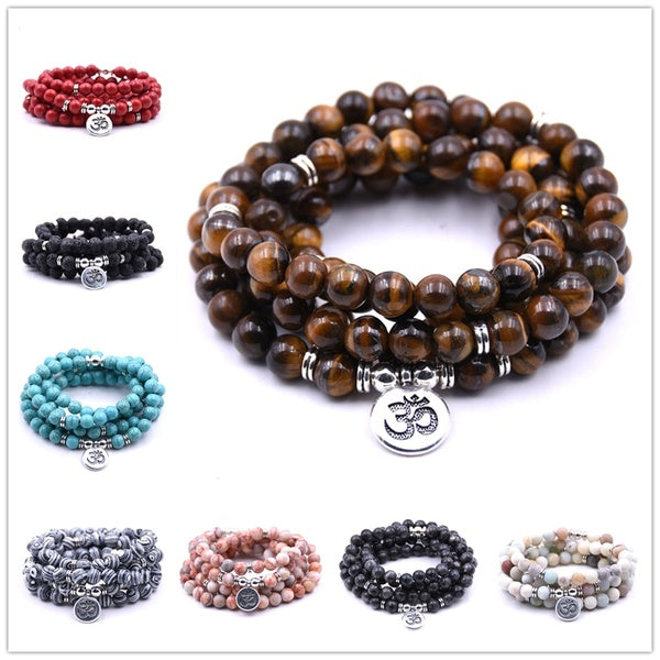 BRACELET Pierre Naturelle 108 Mala Yoga Collier Hommes Bijoux Bracelets & Bangles Cadeaux