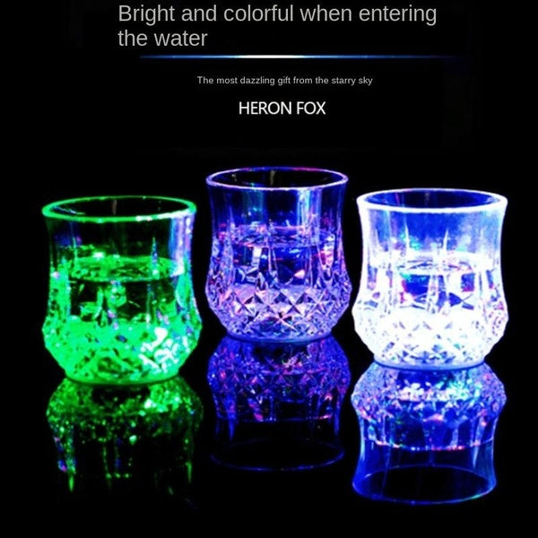LED Cups 4 Pack 200ml Light Up Cups Colorful Color Changing Light Up Wine Whiskey Beer Cola Juice Drink Cups Water Sensor Pineapple Cups for Bar Disc
