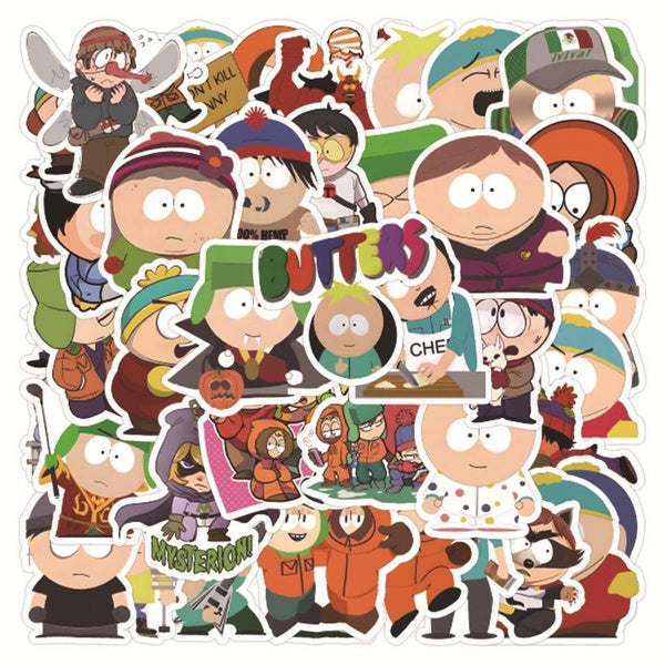 10-53Pcs Cartoon South Park Stickers Kenny McCormick Stan Marsh Kyle Broflovski Eric Cartman Graffiti Stickers for DIY Luggage Laptop Skateboard Moto