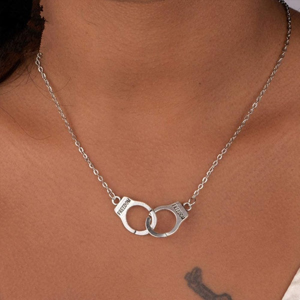 Necklaces & Pendants, Women's Handcuffs Pendant Choker Necklace Silver Long Chain, Personalized Gifts for Womens Jewelry