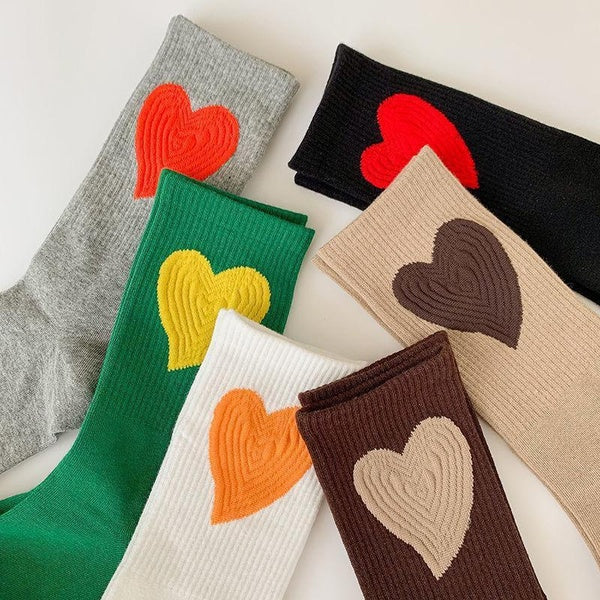 Socks Female Ins Tide All-match Simple Love Spring Autumn Cotton Socks Korean Version of The Trend Skateboard Pile Socks