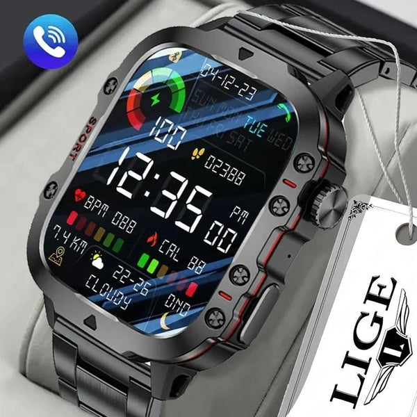 2024 LIGE nouvelle montre intelligente 1,96 pouces écran 420 MAh Bluetooth appel assistant vocal montre sport Fitness Tracker moniteurs de santé étan
