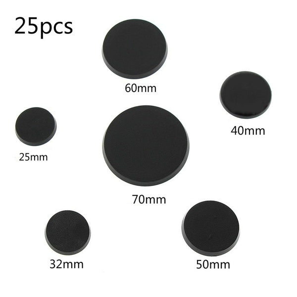 25 pièces 25-32-40-50-60-70mm Bases de modèle Bases rondes en plastique Bases carrées jeux de Table pour les jeux Miniatures Wargames jouets