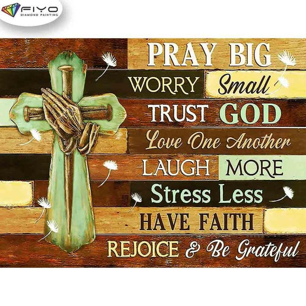 FIYO Cross Diamond Painting Kits For Adults DIY Christianity 5D Diamond Mosaic Diamond Painting Home and Kitchen Fashion Canvas Pictures Wall Decorat