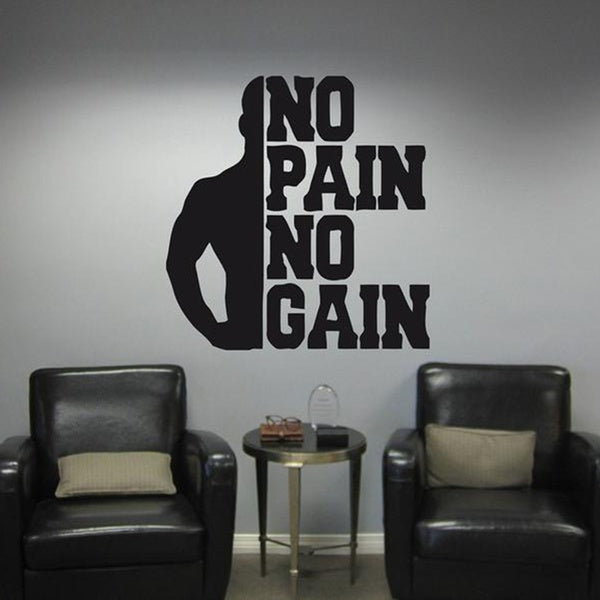 Pas de douleur pas de gain Fitness sticker mural citations chambre Motivation entraînement Gym vinyle autocollant mural Sport musculation papier pein