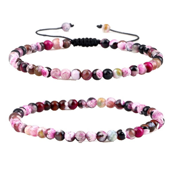 Charm 4mm Agates Chakra Beads Yoga Bracelet Natural Onyx Stone Adjustable Woven Women men Bracelets Jewelry For Best Friend Gift