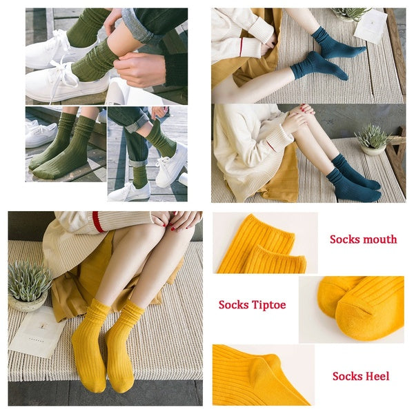 1 Pair New Fashion Long Socks Women Cotton Knitting Solid Socks of 4 Seasons Simple Cute Women Loose Socks