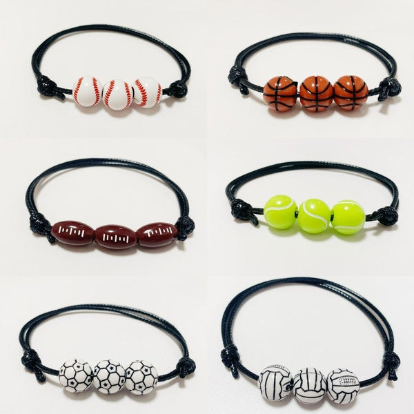 Adjustable Inspirational Bracelets Wristbands Lovers Weave Braided Sport Ball Basketball Rugby Baseball Tennis Football Bracelet Birthday Party Gifts