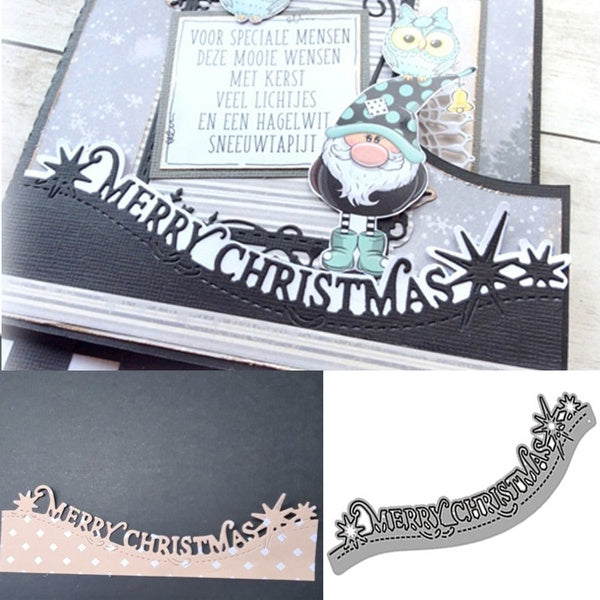 Merry Christmas Lace Border Metal Cutting Dies for DIY Scrapbooking Album Paper Cards Decorative Crafts Embossing Die Cuts