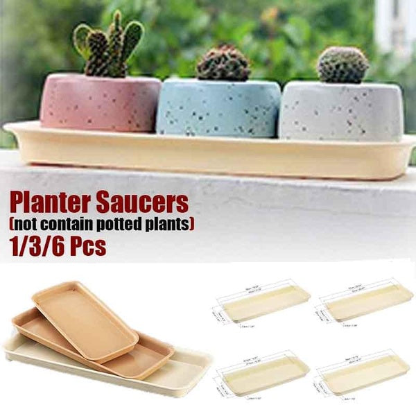 1-3-6 Pcs Plastic Plant Saucer Drip Trays Planters Pots Rectangular Saucer Pans for Indoors Outdoors