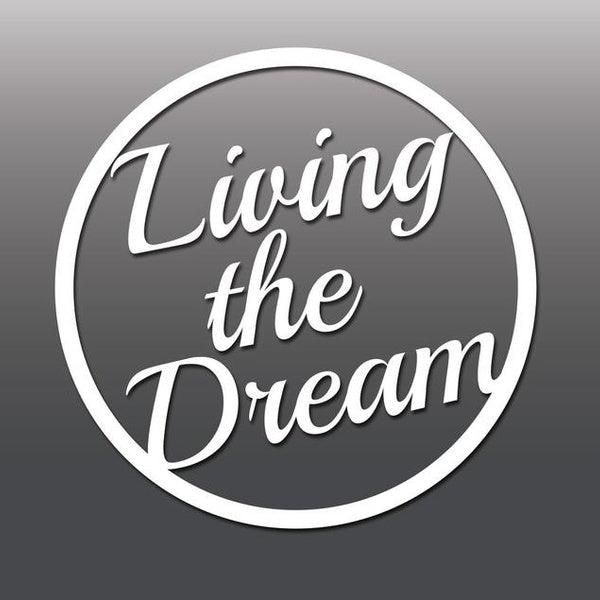 2PCS Set 14cm Living The Dream Car, Caravan, Camper Van, Motorbike Car Window Bumper Sticker Car Stickers Decal Decor Home Decoration Car Sticker