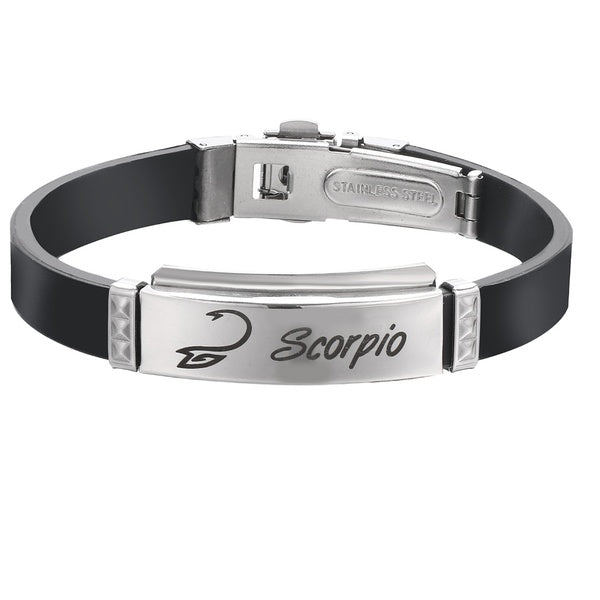 2021 Vintage Bijoux En Acier Inoxydable 12 Constellations Silicone Bracelet Charme 12 Zodiaque Bracelets Bracelets Manchette Bracelets pour Femmes