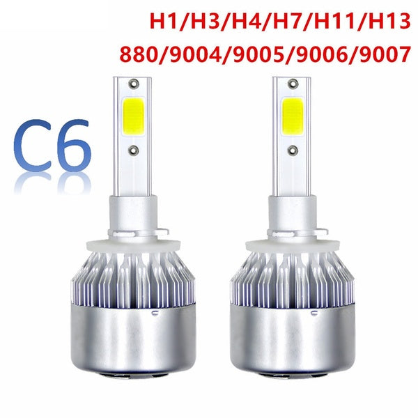 2PCS Light Bulbs For Cars C6 Led H4 H1 H3 H11 880 9005 9006 H13 9004 9007 H7 LED 9003 Headlight Car Styling Lamps