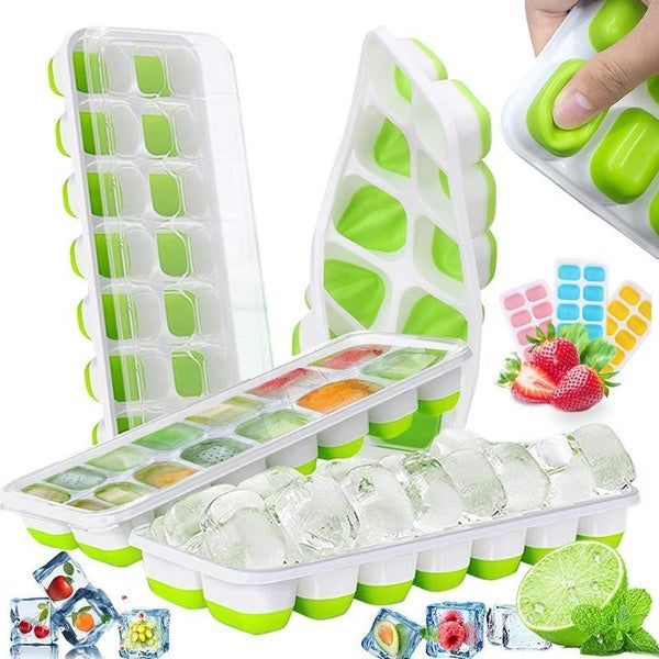 Silicone Ice Cube Tray, 1-3PCS Freezer Ice Cube Tray with Removable Lid Stackable Easy Release Reusable, Suitable for Cocktails, Whiskey, Juice Drink