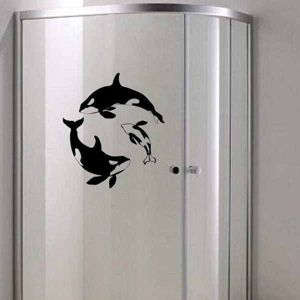 28x24.9CM Funny Killer Whale Home Decor Wall Sticker Bathroom Glass Decal