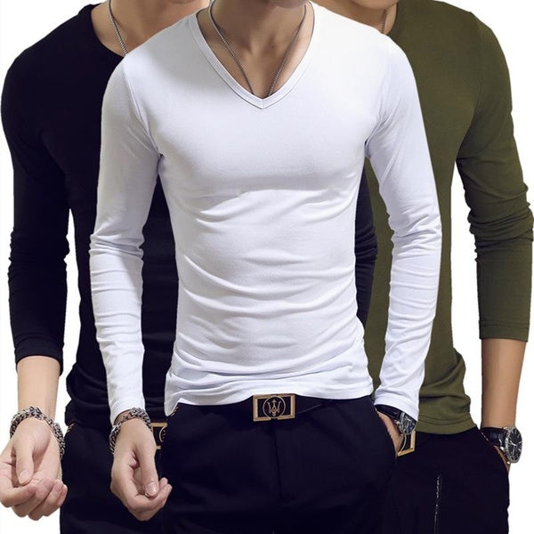 Men's Long Sleeve T-shirt Slim Solid Color Leggings