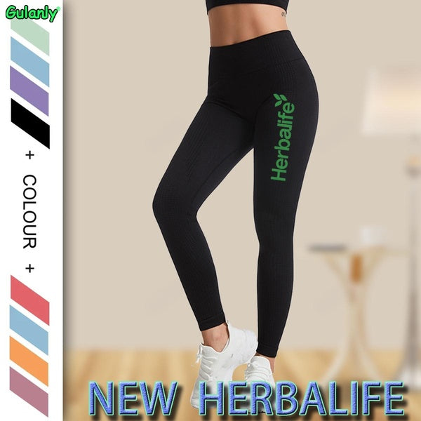 NEW HERBALIFE Women Yoga Pants Thread High Waist Fleck Leggings Women Fitness High Elastic Fashion Outdoor Trainning Push Up Butt Tights
