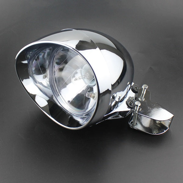 12V 35W Motorcycle Chrome Bullet Headlight High -Low Beam Front Head Lamp Bobber Cafe Racer Old School Bobber Touring Dirt bike