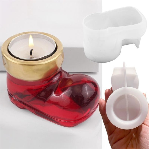 DIY Small Christmas Boot Shape Holders Silicone Casting Mold