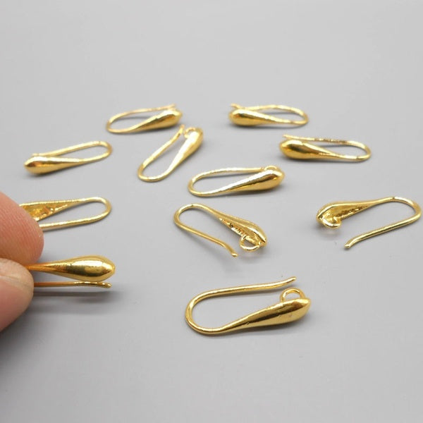 Wholesale 10Pcs Lot Making DIY Jewelry Findings Gold Plated Hook Earring Pinch Smooth Earwires Crystal Women Gift