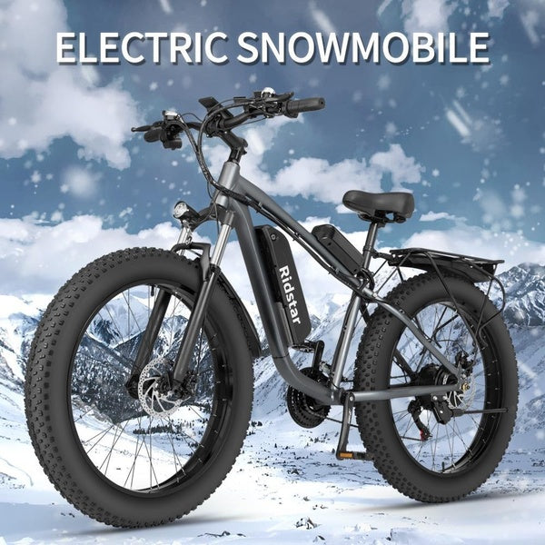 26*4.0 Fat Tires Ridstar E26 Electric Bicycle 48V 1000W Motor 14AH Battery Mountain Snow Ebike with Back Seat