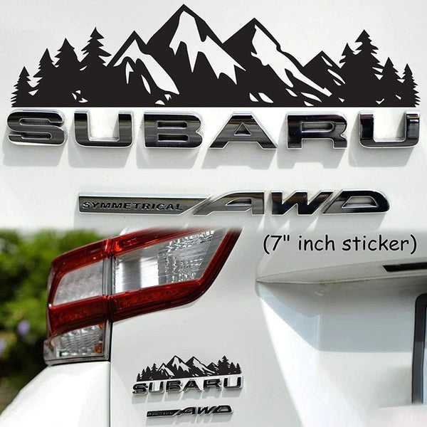 7" Trees And Mountain Decals Car Graphic Logo Racing Sticker for Subaru Forester Outback Ascent Crossstrek Tail Emblem Decor