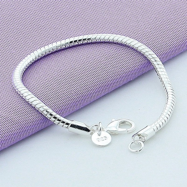 New Arrival 925 Sterling Silver Jewelry 3mm 4mm Snake Chain Bracelet, Men's and Women's Fashion Jewellery wholesale